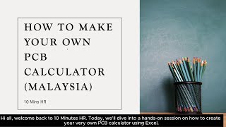 Build PCB Calculator Malaysia Tax in Excel  Part 2  StepbyStep Tutorial [upl. by Hanus]