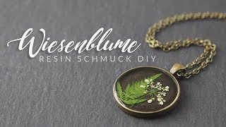 Wiesenblume im Anhänger  Resin Schmuck Anfänger DIY  Gießharz Anleitung  WiesenKerbel Kette [upl. by Jeanne]