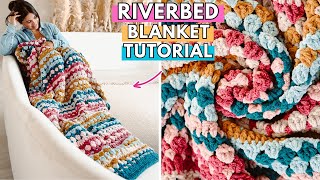 The Beautiful Crochet Riverbed Blanket Chunky Version – Tutorial [upl. by Maurine209]