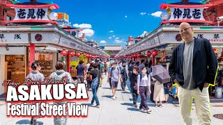 Late Spring Sanja Matsuri Festival Asakusa Tokyo Street view tours Japan [upl. by Oramug]