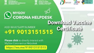 Download Covid Vaccination Certificate through WhatsApp [upl. by Wenoa]