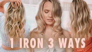 1 Curling Iron 3 Totally Different Curls amp Waves  Kayley Melissa [upl. by Viccora]