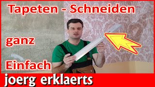 Tapezierschiene im Einsatz Tapeten schneiden ganz einfach erklärt Tapezieren Tutorial No 308 [upl. by Wasserman281]