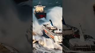 Massive Ship Battling Giant Waves in Open Ocean [upl. by Drofliw]