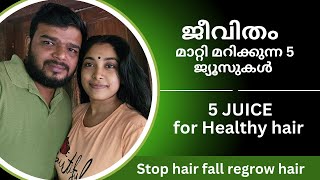 New Hair care series video2  5 hair growth supporting Juices  natural foods for hairfall control [upl. by Rodnas]