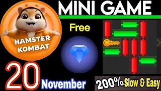 20 November 💎🔑🐹 Puzzle Trick P2E Hamster Kombat key MiniGame Solved slow step by step 🎮 [upl. by Kokoruda996]