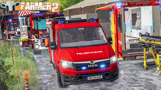 LS19 FarmerTown 2 64 HOCHWASSER  Großeinsatz für Feuerwehr und THW  LANDWIRTSCHAFTS SIMULATOR 19 [upl. by Aivartal]