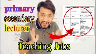 Teaching Jobs  Primary Secondary Lecturer  Male amp Female All Pakistan Jobs 2024 [upl. by Caye]