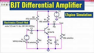 LTSpice BJT Differential Amplifier  Simulation [upl. by Niledam]