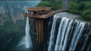 The most amazing cliff waterfall  Wonders of China [upl. by Mattland]