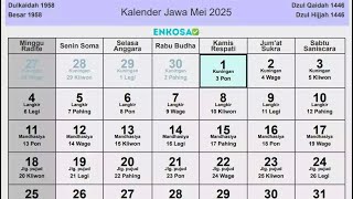 Kalender Jawa Mei 2025 Lengkap Hari Baik [upl. by Shantha102]