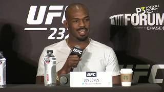 UFC 232 Jon Jones defends steroid accusationspoorly [upl. by Ahasuerus]