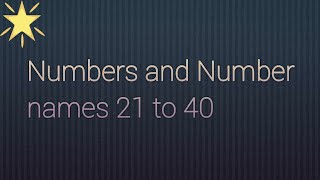 learn Numbers and Number names 21 to 40 part 2 [upl. by Fital]