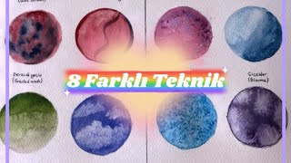 Başlangıç için suluboya teknikleri 🎨  8 farklı teknik ✨ [upl. by Eintihw]