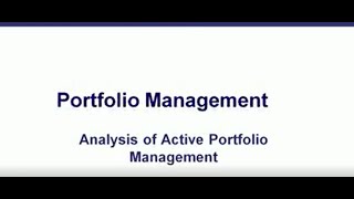 CFA EXAMl Topic Review 54 Analysis of Active Portfolio Management 1 of 2 [upl. by Nathanoj705]