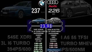 BMW 545E XDRIVE 394PS G30 VS AUDI A6 55 TFSI QUATTRO 344PS C8 ACCELERATION 0250KMH shorts [upl. by Sibyl836]