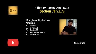 Section 70 71 72 of Indian Evidence Act 1872  Evidence Act Lecture ivlegal advocateishankgupta [upl. by Senilec818]