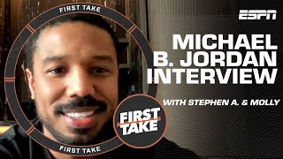 Michael B Jordan talks Knicks Giants Super Bowl LVIII HBCUs amp more 🎤  First Take [upl. by Horace]