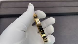 Custom Made Cartier Love Bangle Bracelet 18K Real Gold With Four Diamonds [upl. by Sallyanne]