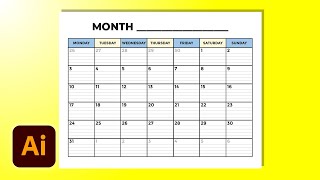 Create A Blank Calendar Template Printable In Illustrator CC In Minutes [upl. by Anirda966]