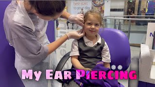 My Ear Piercing Experience at Claire’s  Piercing at 4 year old [upl. by Atnuhs]