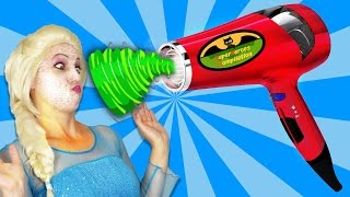 Spiderman vs Frozen Elsa Hair Dryer Prank Frozen Anna Hulk  Fun Superheroes Movie In Real Life [upl. by Anaud]