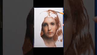 Underpainting hair with BURNT UMBER 🎨 oil paint shorts [upl. by Goddard]