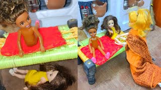 തടിയൻ207Barbie doll all day routine in indian village Barbie doll bedtime storyBarbies Routin [upl. by Chinua]