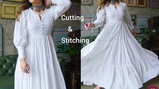 cotton gown cutting and stitchinglong maxi gown cutting and stitchingStitchwithSneha [upl. by Erskine]