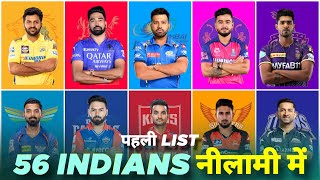 IPL 2025  1st List of 56 Indian Players in Mega Auction after Retention  MY Cricket Production [upl. by Elodie]