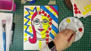 Lichtenstein Pop Art Self Portrait art project for kids [upl. by Steward]