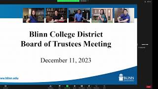 Blinn College District  Board Meeting  December 11 2023 [upl. by Rana]