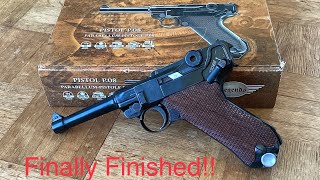 Umarex P08 Co2 blowback Luger airgun Finished with wood grips and refinished using Birchwood Casey [upl. by Anirazc523]