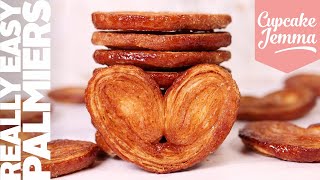 Easy Palmiers with Rough Puff Pastry Recipe  Cupcake Jemma [upl. by Einahpetse]