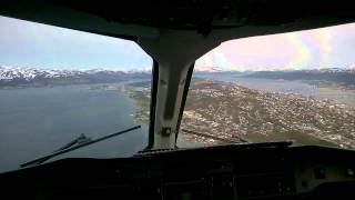 Approach and landing in Tromsø  North Norway  cockpit view  SAAB 340 [upl. by Anais]