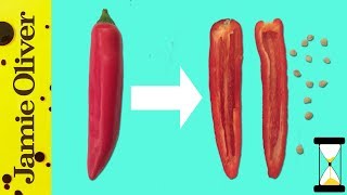 How To Deseed a Chilli  Jamie’s 1 Minute Tips [upl. by Enavi]