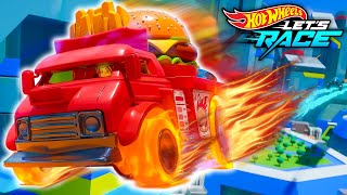 Hot Wheels Racers Use the French Fry Bridge to Get to the Ultimate Garage 🍟  Hot Wheels Lets Race [upl. by Dhu349]