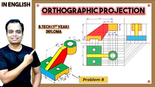 Orthographic ProjectionProblem 8 [upl. by Ingrid]