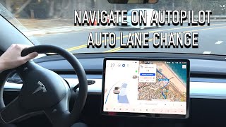 Tesla Navigate on Autopilot  Auto Lane Change [upl. by Onibas]