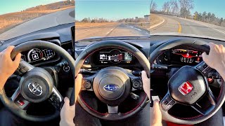 2023 GR Corolla vs BRZGR86 vs Civic Type R  What’s more fun POV Comparison [upl. by Kcoj]