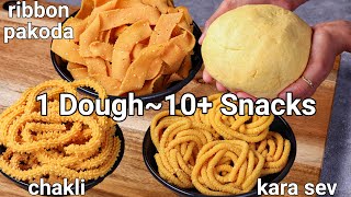 10 Easy Diwali Snacks with 1 Snack dough  Multipurpose Snack dough for multiple deepavali snacks [upl. by Adnalu]