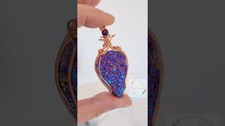 Titanium druzy quartz handmade pendant 💜💙🧡💛 [upl. by Truman]