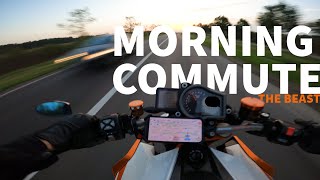 KTM 1290 SUPERDUKE R  MORNING COMMUTE AKRAPOVIC amp DECAT PURE SOUND [upl. by Derk]