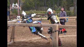 Armored knights in an Axe fight at the Texas Renaissance Festival ends with pommel strike [upl. by Martinelli993]