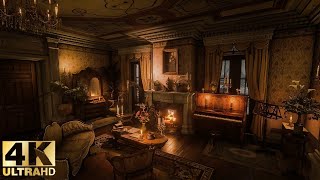 Cosy room on a winter fazenda with winter wind and warm fireplace  Ambience winter fireplace RDR2 [upl. by Linders]