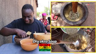 African cooking in village  Cooking African food DRY OKRO SOUP in the village  Bolgatanga Ghana [upl. by Drona]