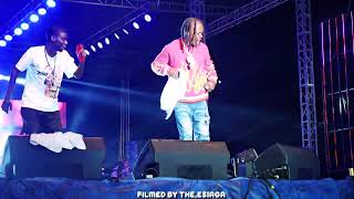 First Time Ever Naira Marley In Cotonou Benin Republic With Tobyshang  Dances With a Fan On stage [upl. by Batholomew]