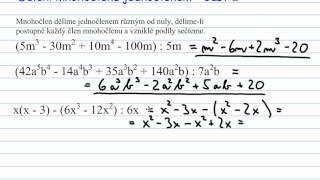 dělení mnohočlenu jednočlenem  část 2 [upl. by Montford430]