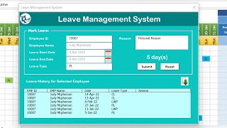 Leave Management System in Excel [upl. by Aicella]