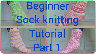 Beginner Sock Knitting Tutorial Step by Step Part 1 [upl. by Adnyleb]